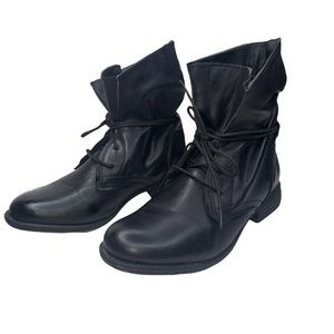 Skechers Womens Size 8.5 Black Combat Boots Slouch Mad Dash Mad Money Lace Wrap